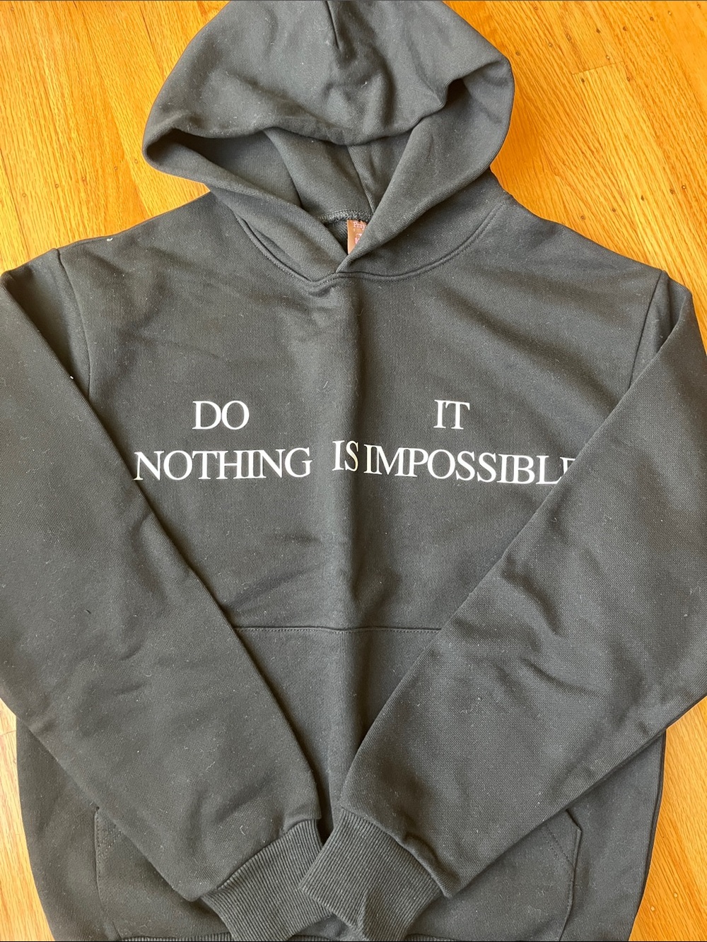 PRAYING Black Graphic Hoodie with White Text